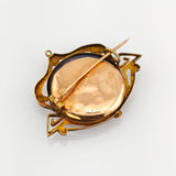 Jugendstil Brosche Gold mit Lapislazuli & Spinell