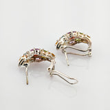 Florale Ohrringe mit buntem Edelsteinbesatz