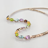 Vintage Schmuckset aus Silber mit farbigen Edelsteinen im floralen Design