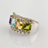 Silberring mit Topas, Peridot, Citrin und Amethyst