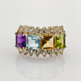 Silberring mit Topas, Peridot, Citrin und Amethyst