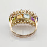 Silberring mit Topas, Peridot, Citrin und Amethyst