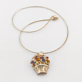 Vintage Silberanhänger mit bunten Edelsteinen, um 1980