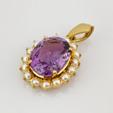 Eleganter Amethyst-Perlenanhänger aus Gold, um 1970