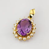 Eleganter Amethyst-Perlenanhänger aus Gold, um 1970