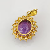 Eleganter Amethyst-Perlenanhänger aus Gold, um 1970