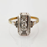 Art-Déco-Damenring aus Gelbgold mit Brillanten