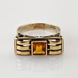 Art-Déco-Ring aus Gelbgold mit Citrin