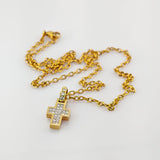 Klassischer Diamant-Kreuzanhänger aus Gelbgold mit Kette