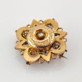 Biedermeier-Brosche aus vergoldetem Silber mit Diamantrose, um 1850