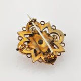 Biedermeier-Brosche aus vergoldetem Silber mit Diamantrose, um 1850