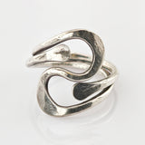 Modernistischer Silberring mit offener Spiralform, um 1970