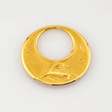 Goldener runder Anhänger mit Ziegenmotiv und Sternen, punziert mit 750.