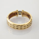 Goldring mit 585-Punze, kariertem Muster und polierter Oberfläche