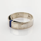 Breiter Silberring mit blauem Stein, um 1990