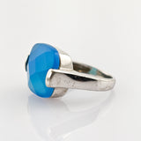 Silber Ring mit blauem Stein, moderne Fassung