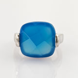 Silber Ring mit blauem Stein, moderne Fassung