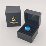 Silber Ring mit blauem Stein, moderne Fassung