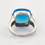 Silber Ring mit blauem Stein, moderne Fassung
