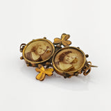 Biedermeier-Fotobrosche mit Kleeblattmotiv