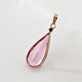 Goldanhänger mit rosa Saphir in Tropfenform