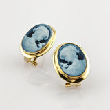 Goldene Ohrclips mit klassischer Damen-Kamee