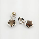 JOOP! Silber Set mit Rauchquarz – Halskette & Ohrhänger, geometrisches Design um 2000