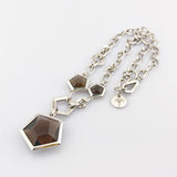 JOOP! Silber Set mit Rauchquarz – Halskette & Ohrhänger, geometrisches Design um 2000