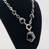 JOOP! Silber Set mit Rauchquarz – Halskette & Ohrhänger, geometrisches Design um 2000