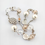 CERRUTI Silber Halskette mit Perlen und Kristallen, modernes Design