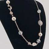 CERRUTI Silber Halskette mit Perlen und Kristallen, modernes Design