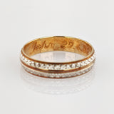 Goldring Gelb- und Weißgold mit Ziergravur, datiert 1992