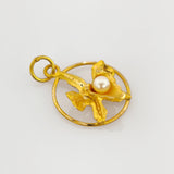 Goldanhänger mit Perle organisches Design um 1970