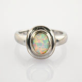 Silberring mit Opal Cabochon um 1970