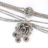 Filigraner Trachtenschmuck aus Silber mit Granaten, um 1950