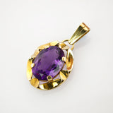 Gold Anhänger mit Amethyst um 1970