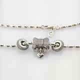 PANDORA Silberkette mit Herzanhänger und Zierschleife