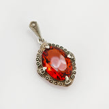 Anhänger Silber Glasstein rot Ornamentfassung um 1930