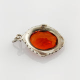 Anhänger Silber Glasstein rot Ornamentfassung um 1930