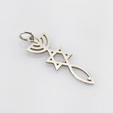 Anhänger Silber Menora Davidstern Symbolik um 1970