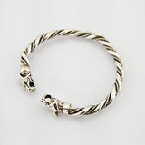 Silber Armreif mit Wolfsköpfen im Wikingerstil