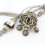 Silbercollier mit Granaten - Historismus um 1900