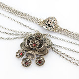 Silbercollier mit Granaten - Historismus um 1900
