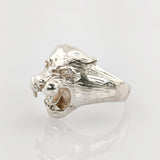 Silberring Raubkatze plastisch bearbeitet