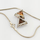 Silber Collier mit Citrin Dreieck modern