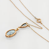 Gold Kette mit blauem Quarz und Perle