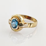 Goldring mit blauem Spinell, um 1980