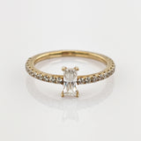 Goldring mit Glassteinen, Baguetteschliff um 1960