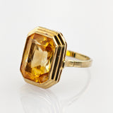 Goldring mit gelbem Spinell Art-déco Stil