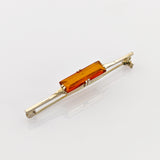 Silber Brosche mit orangem Glasstein Art-déco Stil